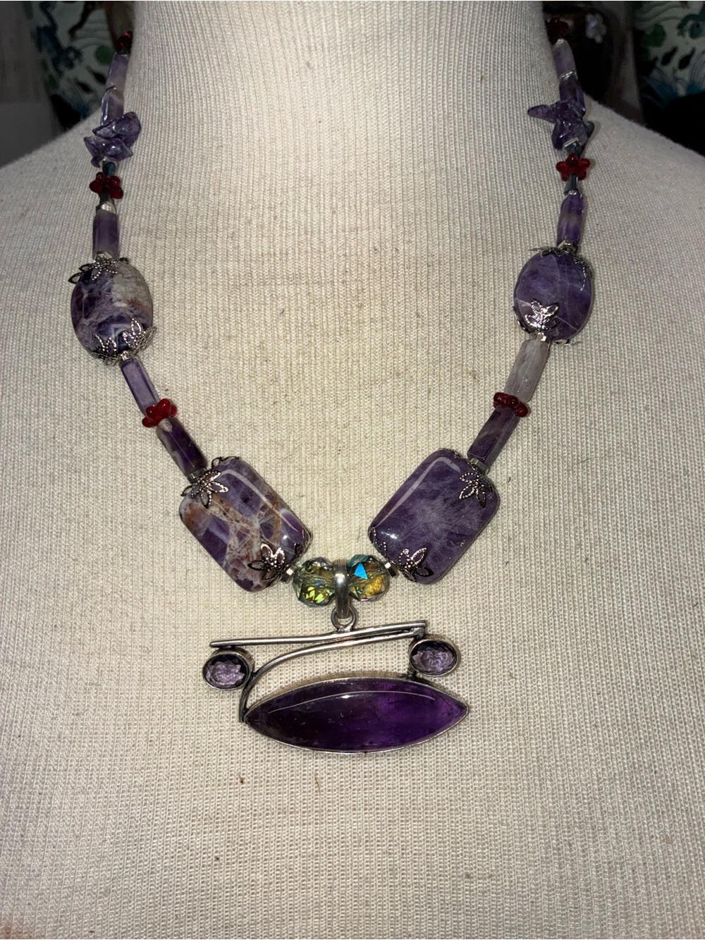 Purple Amethyst chez glass Sterling Statement Necklace - Women's Jewelry